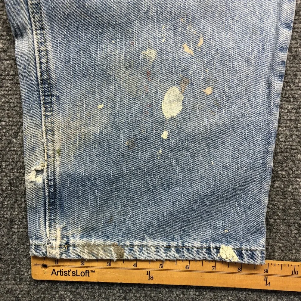 Vintage Mens Light Wash Paint Splatter Distressed Denim Jeans 38x32 Blue - Picture 2 of 8